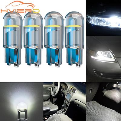 4x Super Jasná W5W 194 T10 LED Skleněné Pouzdro Cob Žárovka do Auta Bílá Červená Modrá Žlutá Klínová Lampička na SPZ Stropní Zadní Couvací Světlo