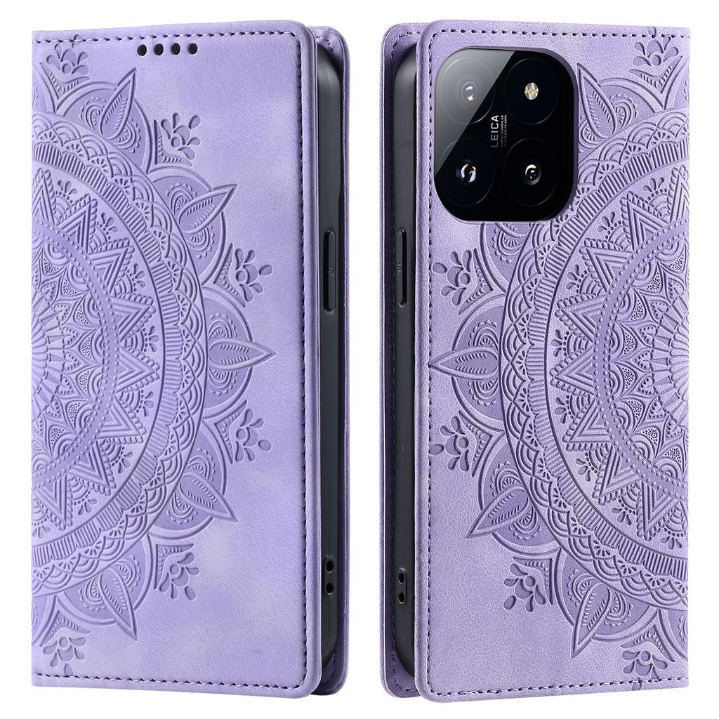 Styl-010 Etui dla Xiaomi 14 Wytłaczane Magnetyczne Samozamykające Skórzane Etui na Telefon z Portfelem