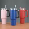 New 40Oz With Handle Stainless Steel Travel Cup Outdoor Car Handle Cup With Straw Car Heat Preservation Cold Insulation