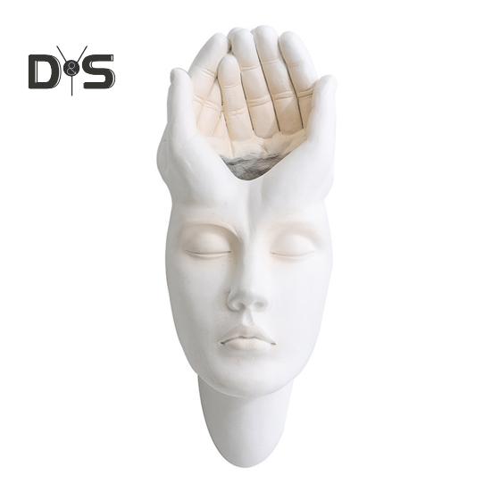 

Абстрактное лицо настенный горшок для растений подвесная настенная скульптура голова из смолы ваза цветочный горшок для дома балкон внутреннее уличное садовое украшение A