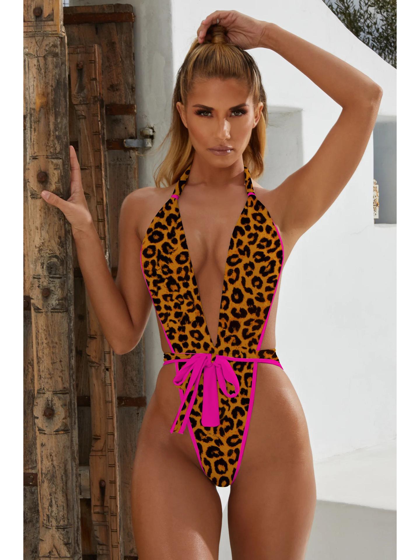 

Европейский и американский цельный бандажный купальник бикини - 8 цветов (19C299) Large цветной печати леопарда