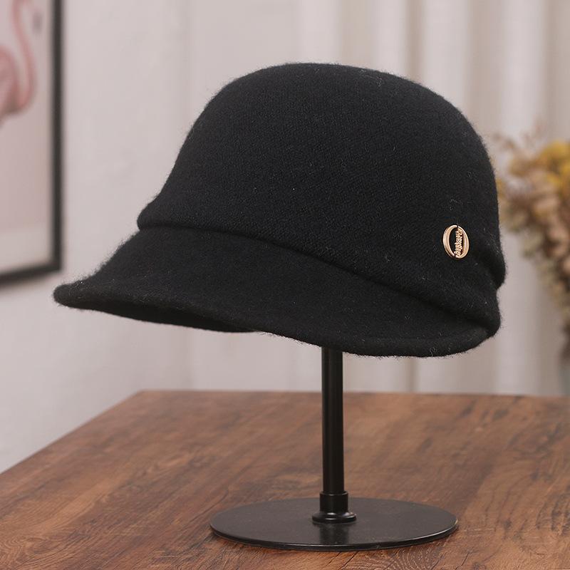 Simple and Elegant Top Hat Women's Autumn and Winter Wool Woolen Letter Cap British Retro Versatile Beret Women's Tide