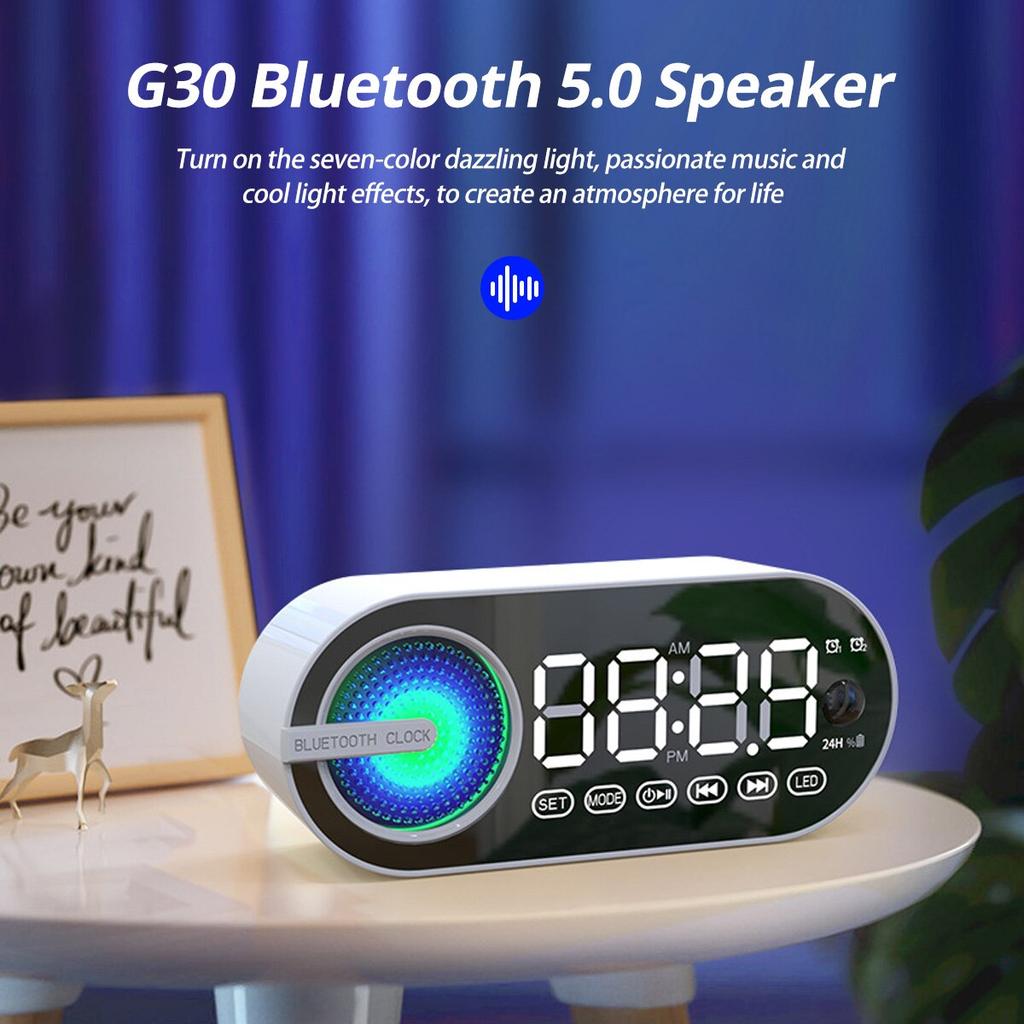 USB Charging Radio Alarm Clock RGB Portable Bluetooth Speaker FM Large Display Mute Mirror Digital Bedroom Room Office Decktops
