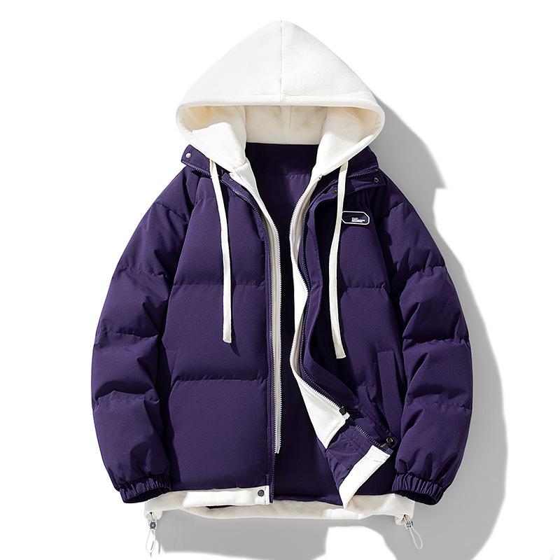 Unisex Trendy Two-Piece Style Winter Cotton Jacket - Loose Fit, Warm, Hooded, Ideal for Couples.