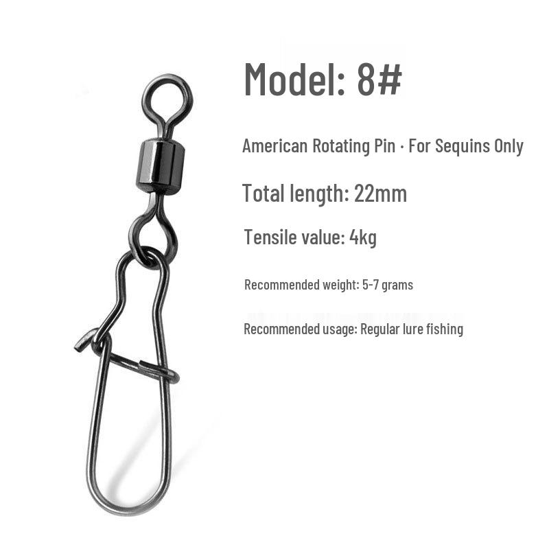 American Stainless Steel 8-Shaped Rotating Snap Swivel Fishing Connector