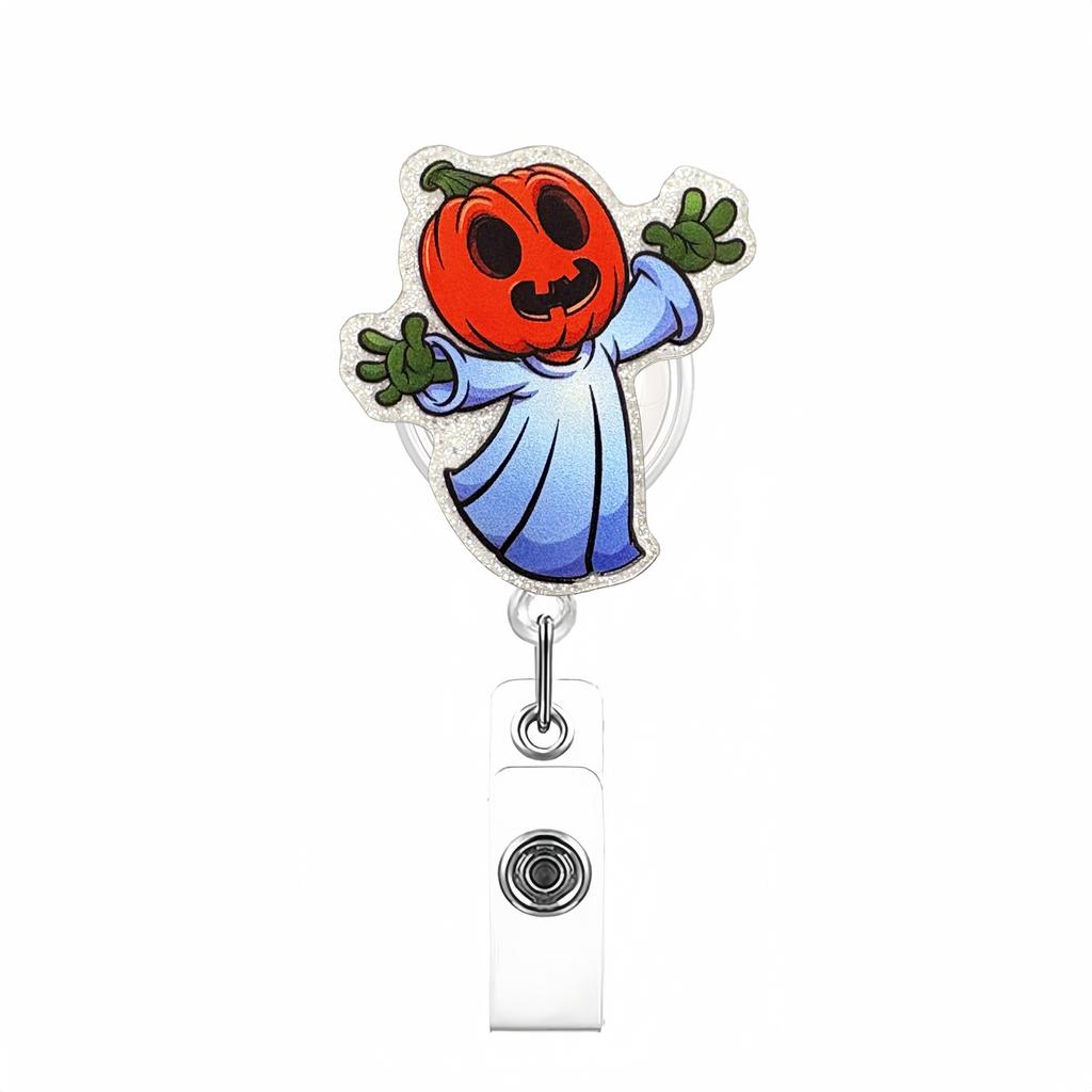 Funny Halloween Badge Reel Retractable For Nurse Doctor Horror Spooky Ghost Badge Holder With Alligator Clip Id Name Card Access