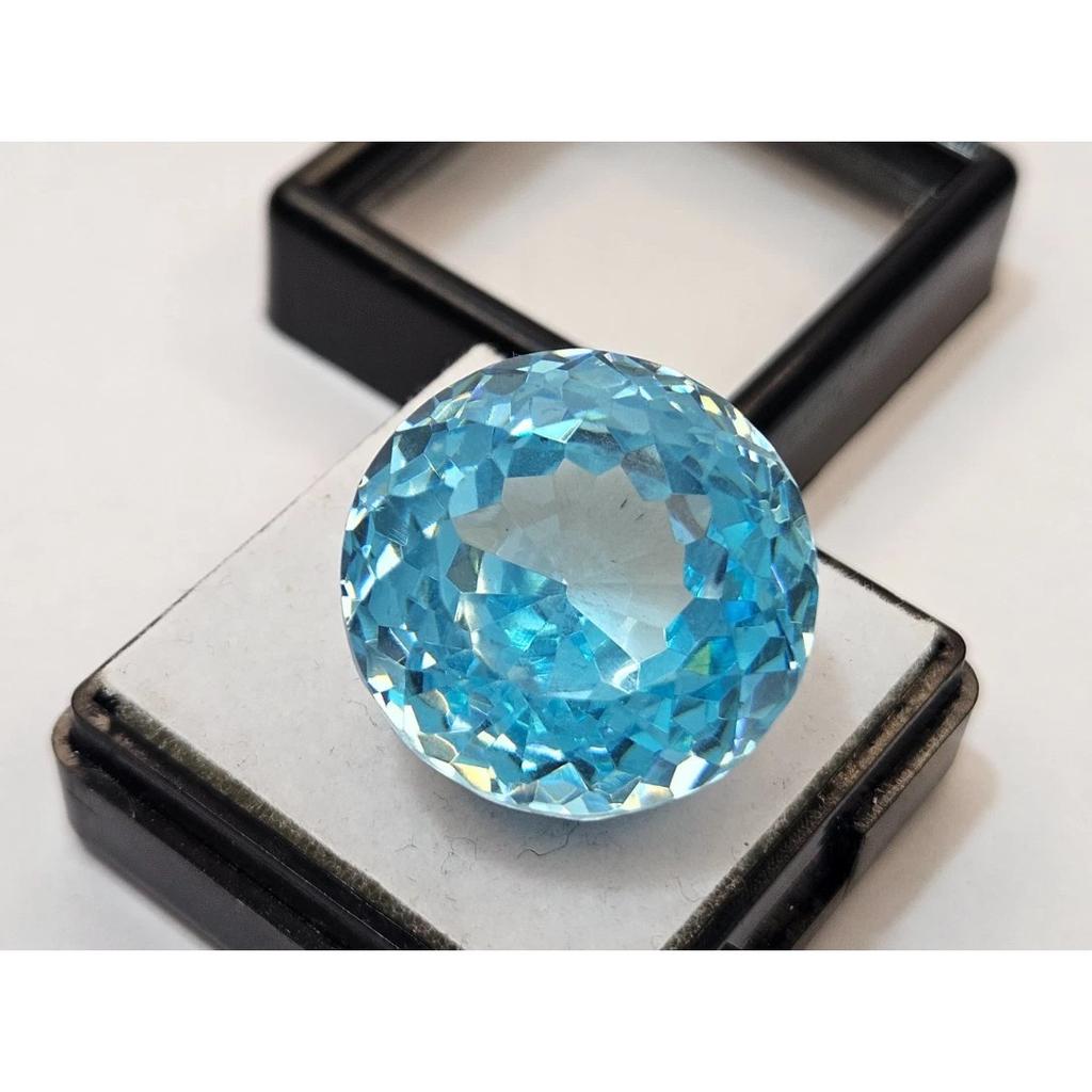 Fabulous Cambodia Zircon Sky Blue Color 58+ Ct Round Cut Certified Gemstone