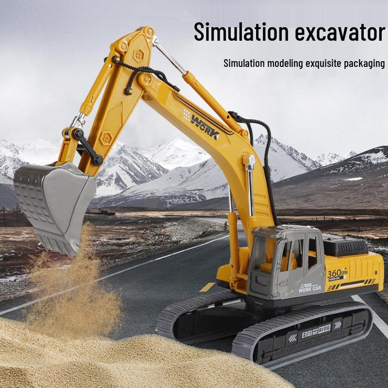 High-Quality 360-Degree Excavator Model Toy Car Simulation Ornament