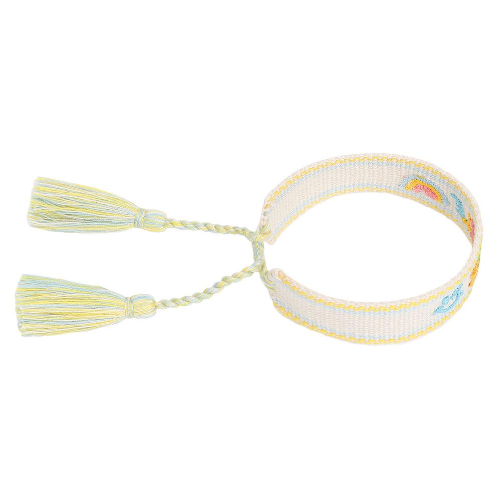 Colorful Embroidered Letter Bracelet for Women - Handmade Woven Rope with Tassel for Best Friends
