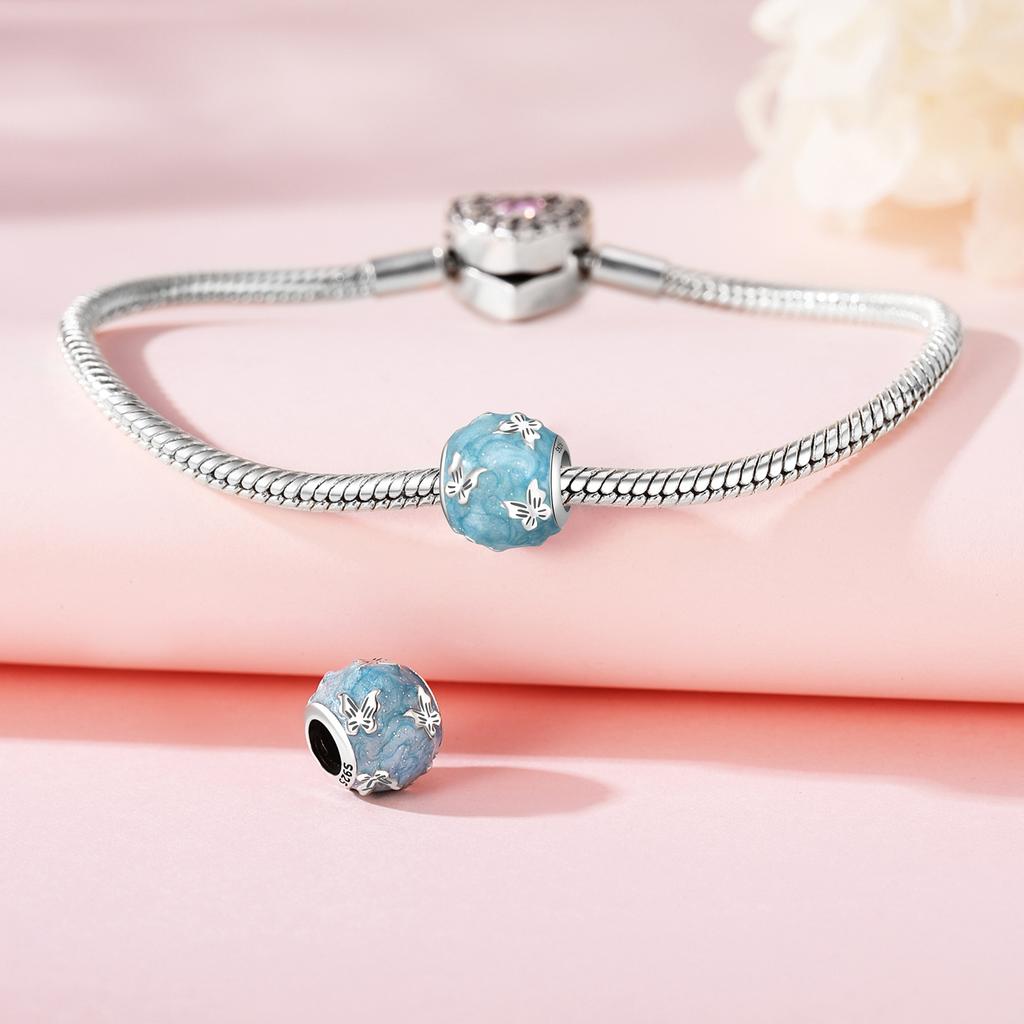 Authentic Copper Charm Bead Charms Luxury Blue Butterfly Bead Charms Compatible With Bracelets Diy Women Making Delicate Gift Jewellery