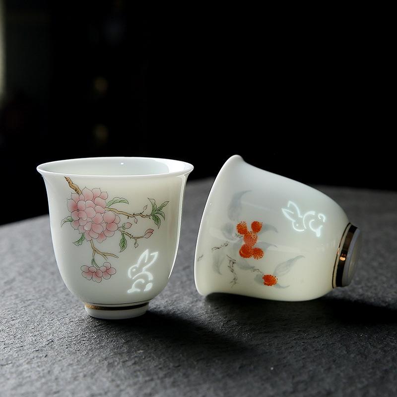 High-end Dehua White Porcelain Linglong Personal Special Master Cup Kung Fu Small Teacup Tea Set