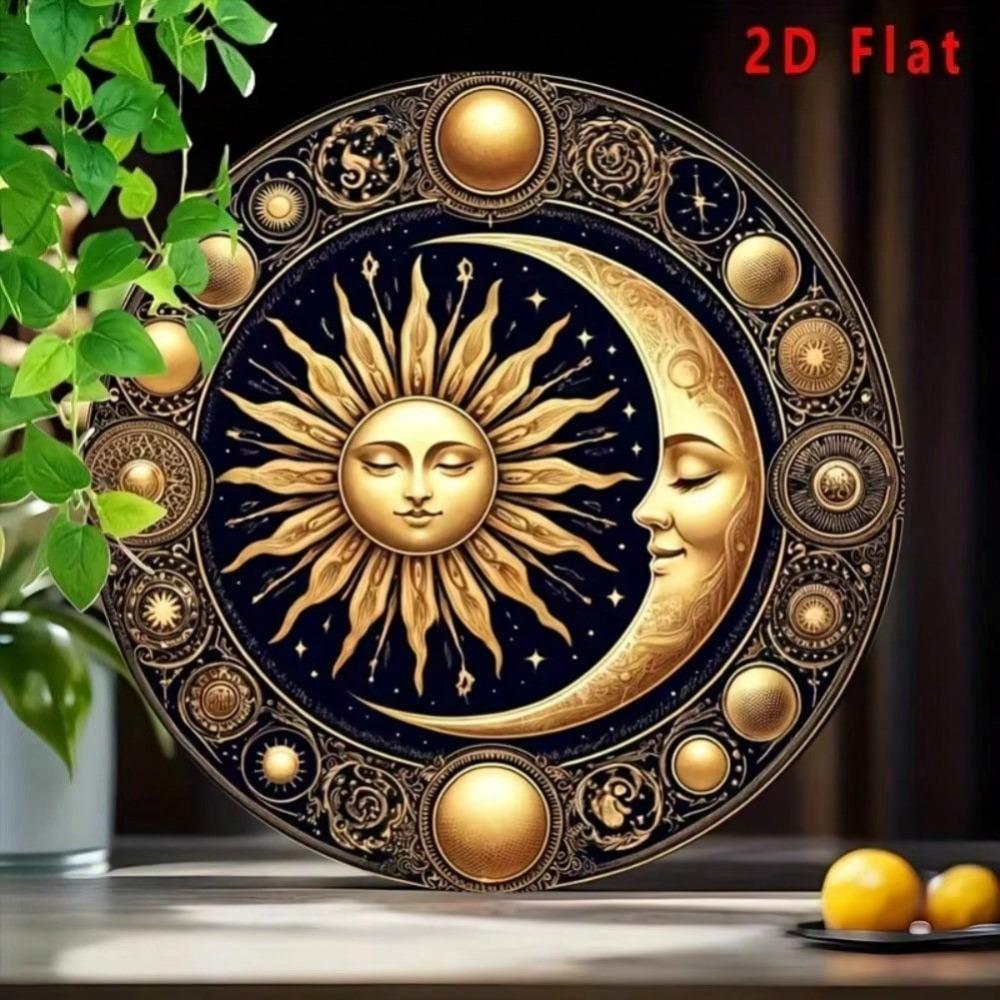 Vintage Tin Sign Sun Moon Wall Art Metal Home Decor