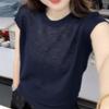 Plus Size Korean Style Slimming Short Sleeve Knit Vest for Women