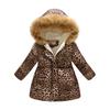 Autumn and Winter Children's Cotton Jacket Boys and Girls Fashion Printing Cartoon Big Boy Long Section Hair Collar Hooded Cotton Coat Jacket