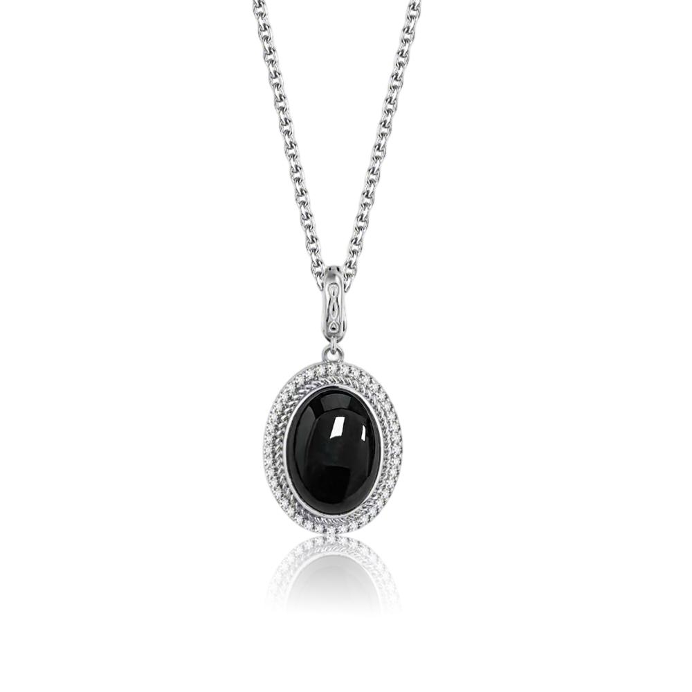 

925 Silver Natural Moonstone Pendants Oval 10*14MM Skeleton Simple Design Necklace With Crystal For Women Men
