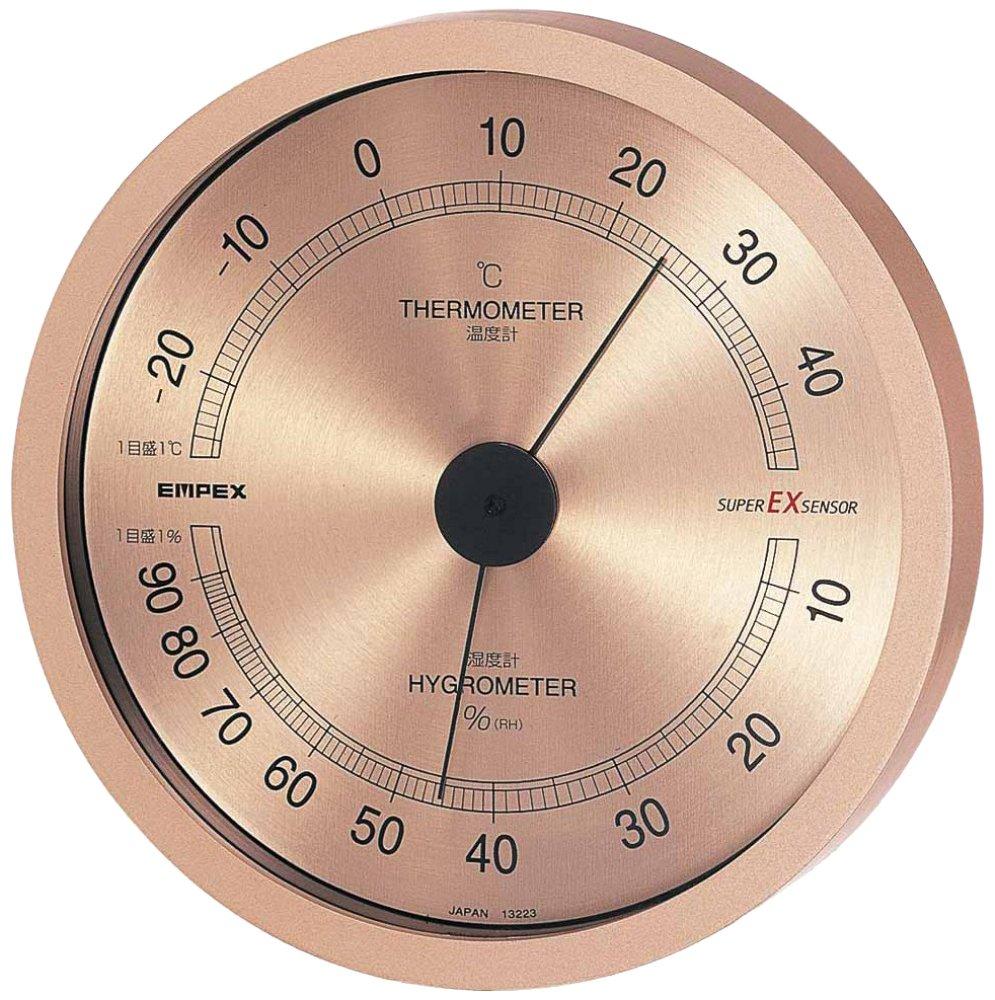 

Empex Weather Super EX Wall Made in Champagne Meter, Thermo-Hygrometer, Thermo-Hygrometer, Mount, Japan, Gold, EX-2728, 14x14x2.9cm