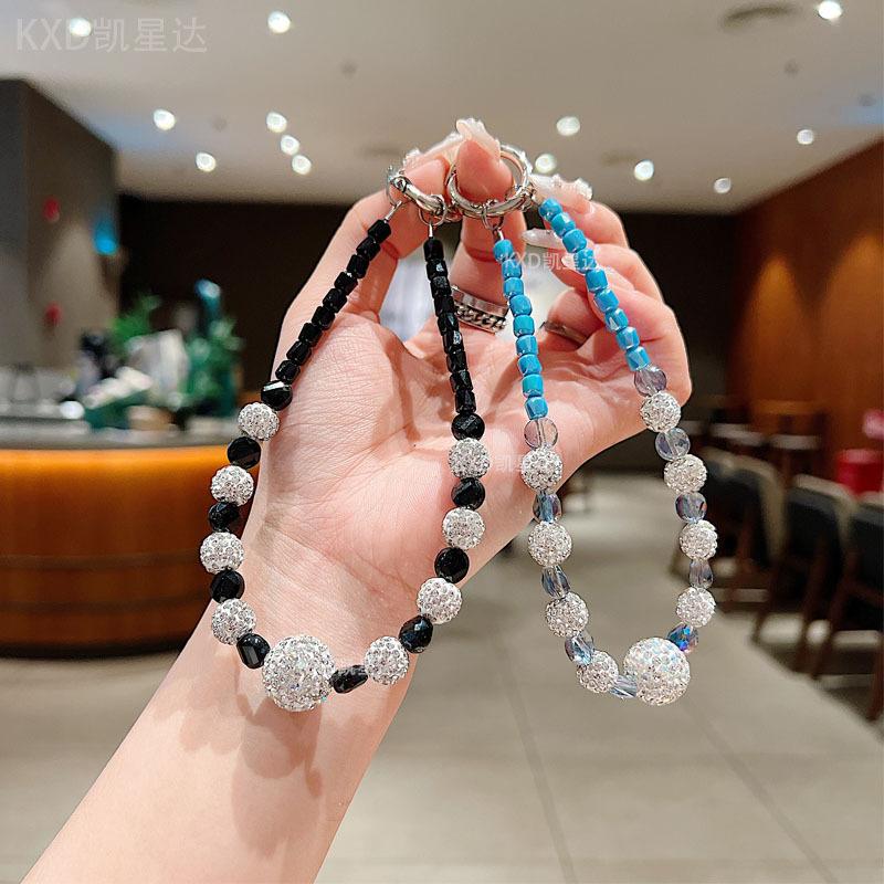 High-End Strasskugel Handykette Ins Mode Damen Handgelenk Hängende Dekoration Handyhülle Anhänger Glänzende Strass Perlen Hängekette