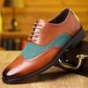 Fashion Retro Fashion New Men's Pointed Mixed Color Lace Up Leather Oxford Shoes Designer Formal Wedding Prom Dress Homecoming Footwear