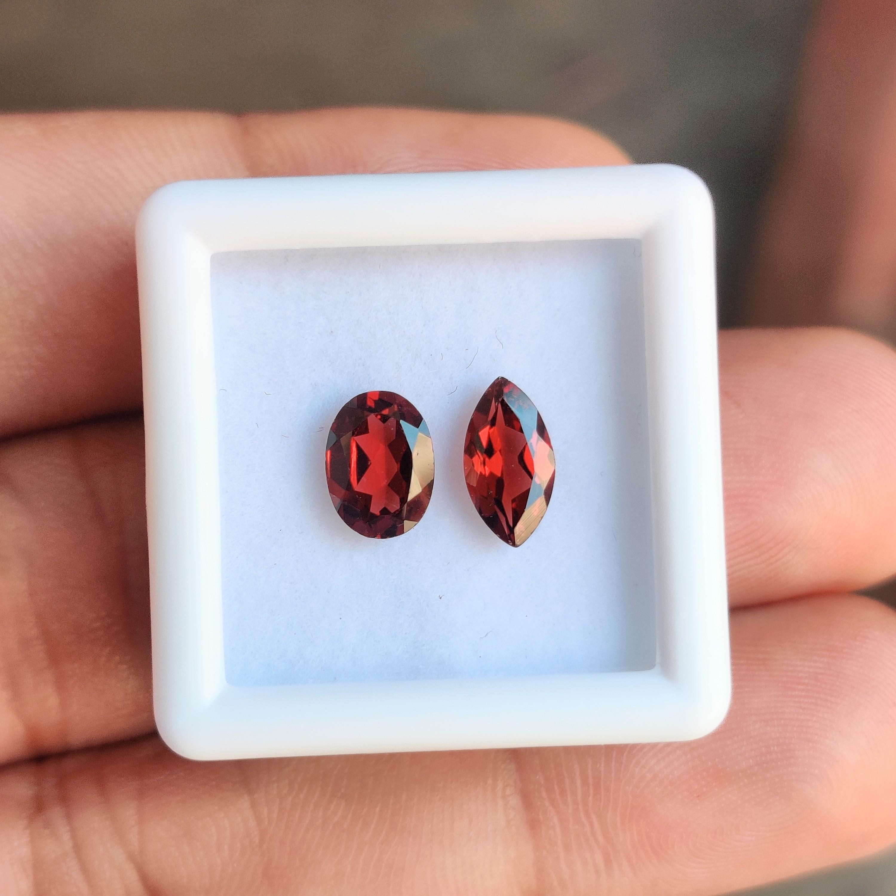 Marquise + Oval Red Rubelite Garnet Gemstone, Healing Gemstone. Marquise + Oval Garnet