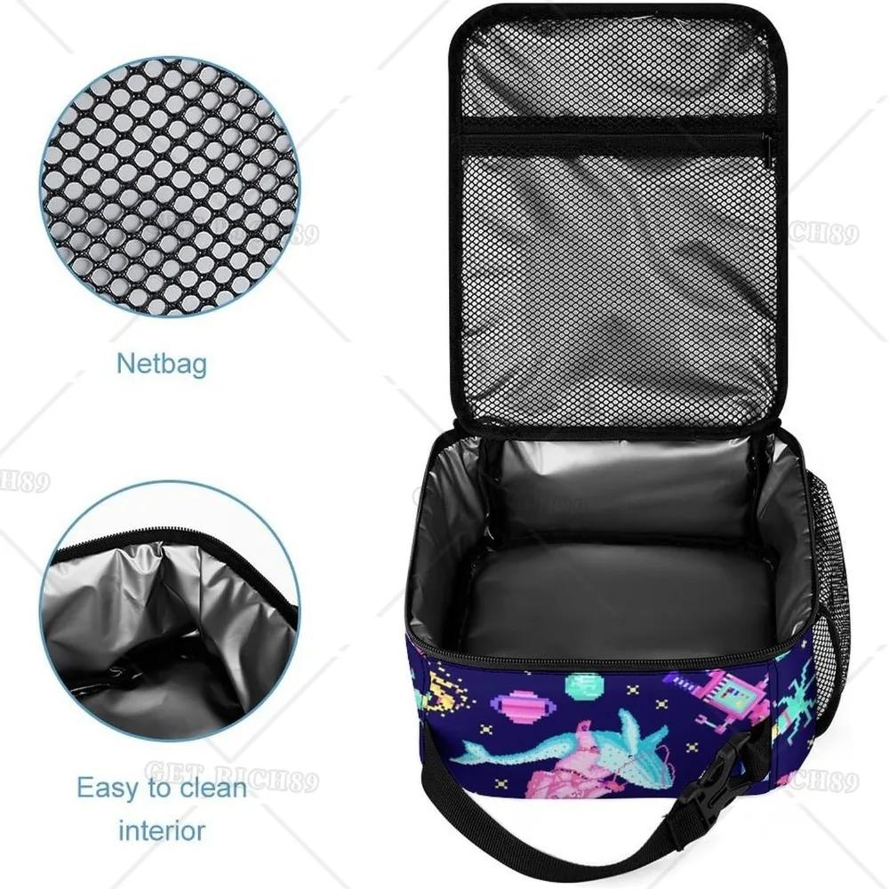 Space Funny Astronaut Lunch Bag for Men Women Kids Work Travel Picnic Colorful Robot Reusable Portable Lunch Box Insulated Tote