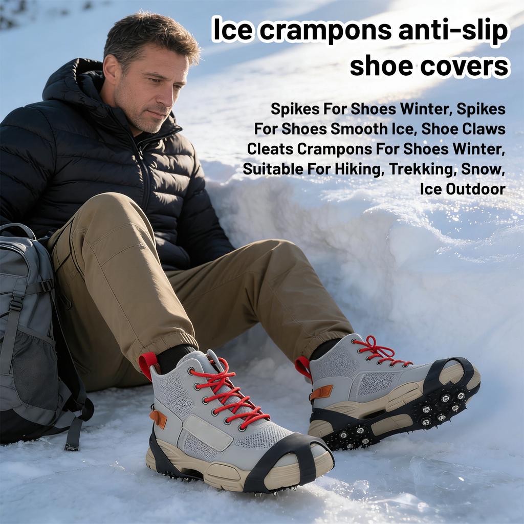 Spikes For Shoes Winter, Spikes For Shoes Smooth Ice, Shoe Claws Cleats Crampons For Shoes Winter, Suitable For Hiking, Trekking, Snow, Ice Outdoor