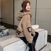 2025 Winter Women's Khaki Yellow Hooded Lambswool Fleece Baseball Jacket