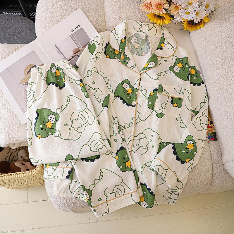 2025 Spring/Autumn Cute Cloud Cotton Pajama Set for Girls - Long Sleeve & Pants, Wearable Outdoors