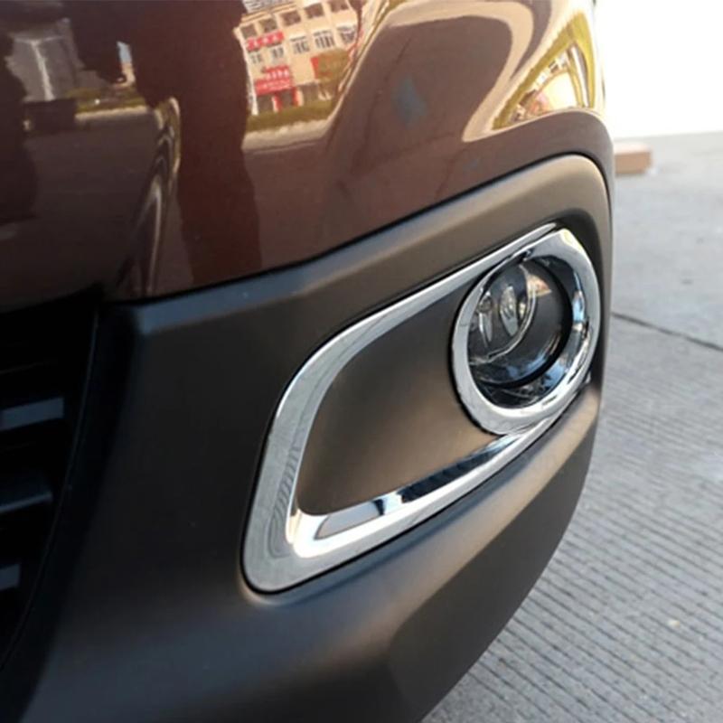 For Peugeot 2008 2014 2015 - 2018  ABS Chrome Car Front Fog Light Lamp Frame Cover Foglight Eyebrow Trims Decoration Sticker