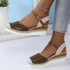 Große Farbabstimmung Tasche Kopf Hinten Leer Sandalen Keilabsatz Leichte Hanfseil Geflochtene Schnalle Plateau-Sandalen