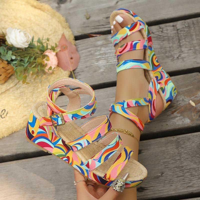 Fashion 2025 Hot Sale Ladies Shoes Open Toe Women's Sandals Fashion Color Matching Casual Summer New Plus Size Comfortable Wedge Sandals
