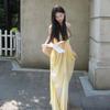 French Fairy Yellow Gradient V-Neck Spaghetti Strap Beach Dress for Women