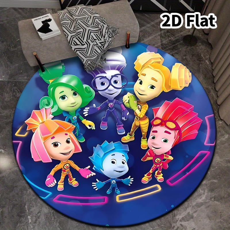 The Fixies Round Area Rug Carpet Rug For Living Room Bedroom Sofa Playroom Decor Nonslip Floor Mat