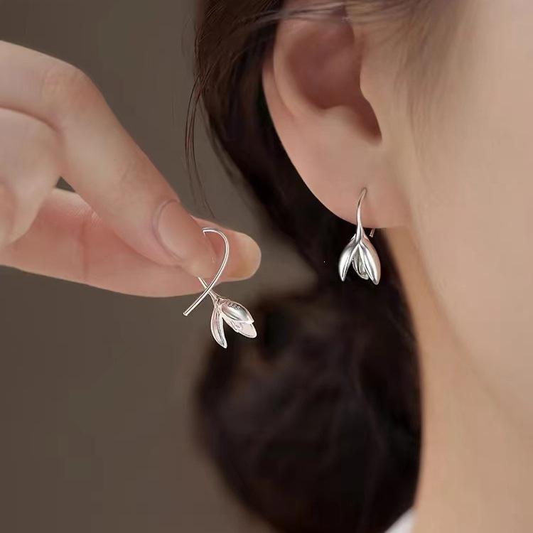 2024 Light Luxury Flower Stud Earrings: 925 Sterling Silver, Elegant High-End Jewelry for Women