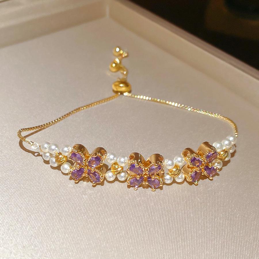 Blue Star Zirconia Hexagonal Flower Bracelet - Stylish, Versatile, and Luxurious Wrist Jewelry for Women