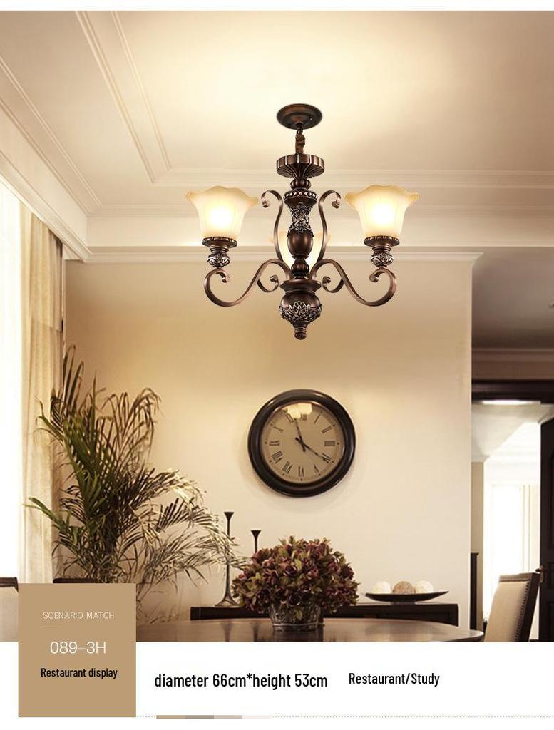 Retro Wrought Iron Pendant Light for Living Room, Villa, or Staircase