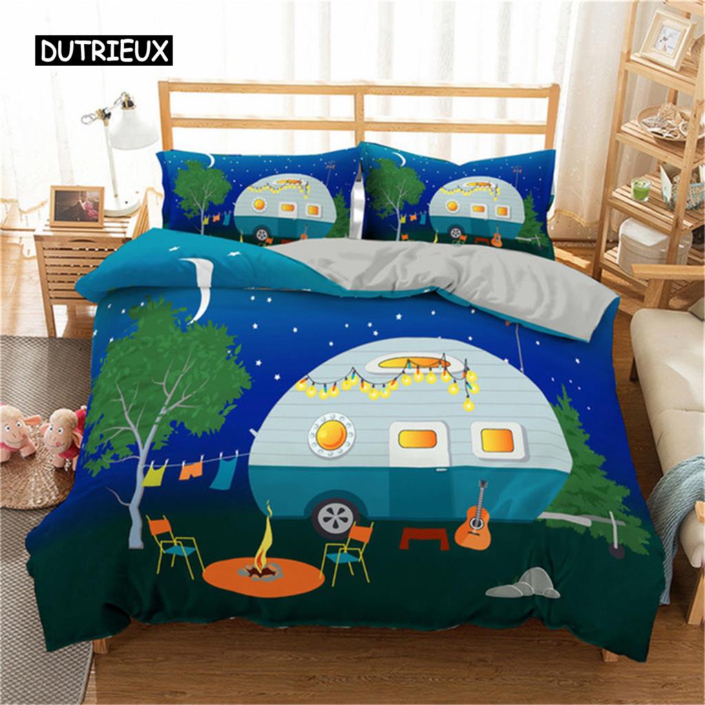 2/3-teiliges Einfache Cartoons Auto Bettwäscheset Hohe Qualität Kind Bagger Kran Polyester Bettbezug Einzeln Doppel Voll Queen King Size