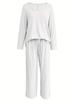 2025 Spring Ice Silk Stretch Pajama Set - Women's Loose Long Sleeve Top & Pants