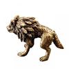Solid Brass Wolf Figurine Desktop Decor Vintage Animal Sculpture Home Office Ornament Handcrafted Casting