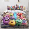 Monster Bedding Set 3D Print Design Duvet Cover Double Size Soft Microfiber Reversible Cute Monster Quilt Cover for Kids Adults