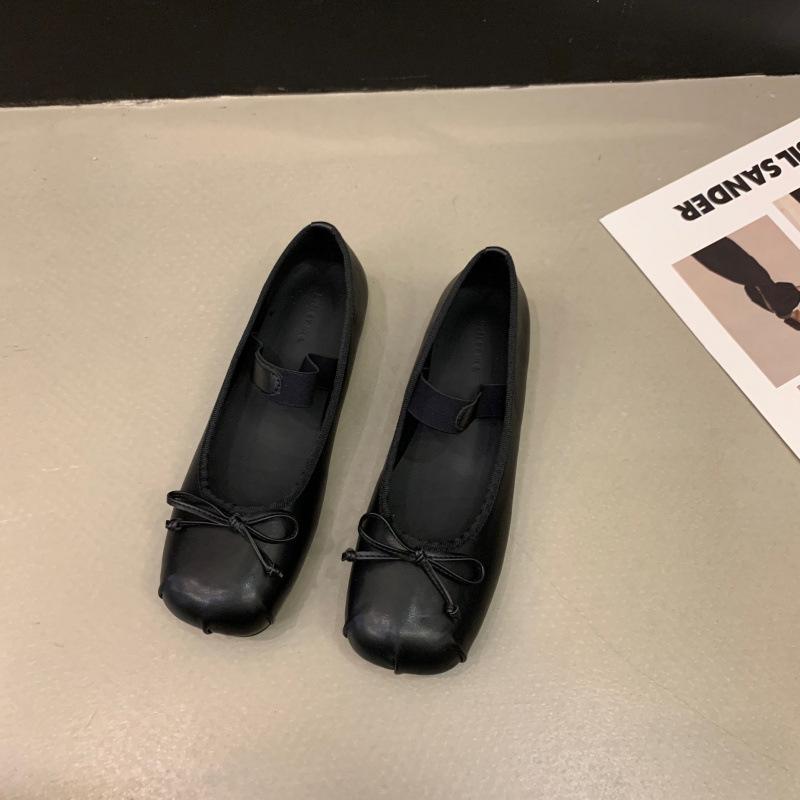Flat pink ballet single shoes fairy shoes spring and autumn 2025 new summer satin silver Mary Jane shoes
