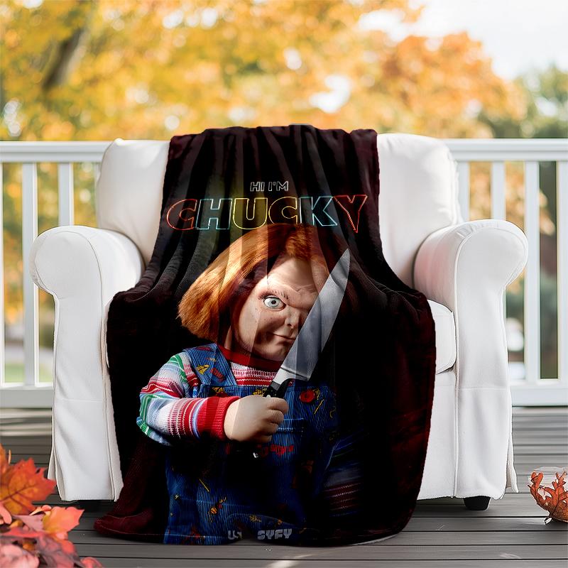 Chucky Theme Printed Blanket - Perfect for Couch, Bed, Travel & Outdoor Use | Machine Washable, Cozy & Durable.