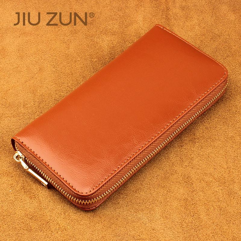 Unisex Oil Wax Cowhide Leather Wallet: Long Zip Design, Bestseller In Japan