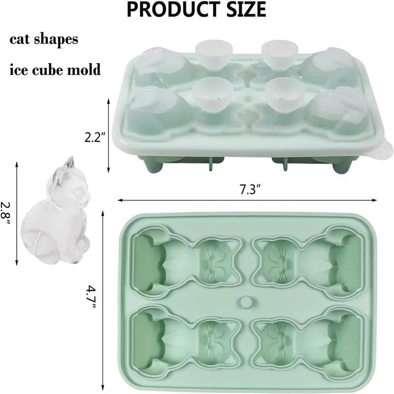 1/3/5PCS Cat Shape Silicone Ice Cube Tray Animal Ice Mold Kitten Ice Maker for Flexible Ice Tray for Whiskey Cocktail Water