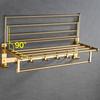 Aluminum Wall Mounted Gold Bath Towel Rack Active Bathroom Towel Holder Foldable Towel Shelf Bathroom Accessories