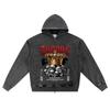 DTG Print Knitted Denim Zip-Up Hoodie Throne Brother Print Zipper Hoodies