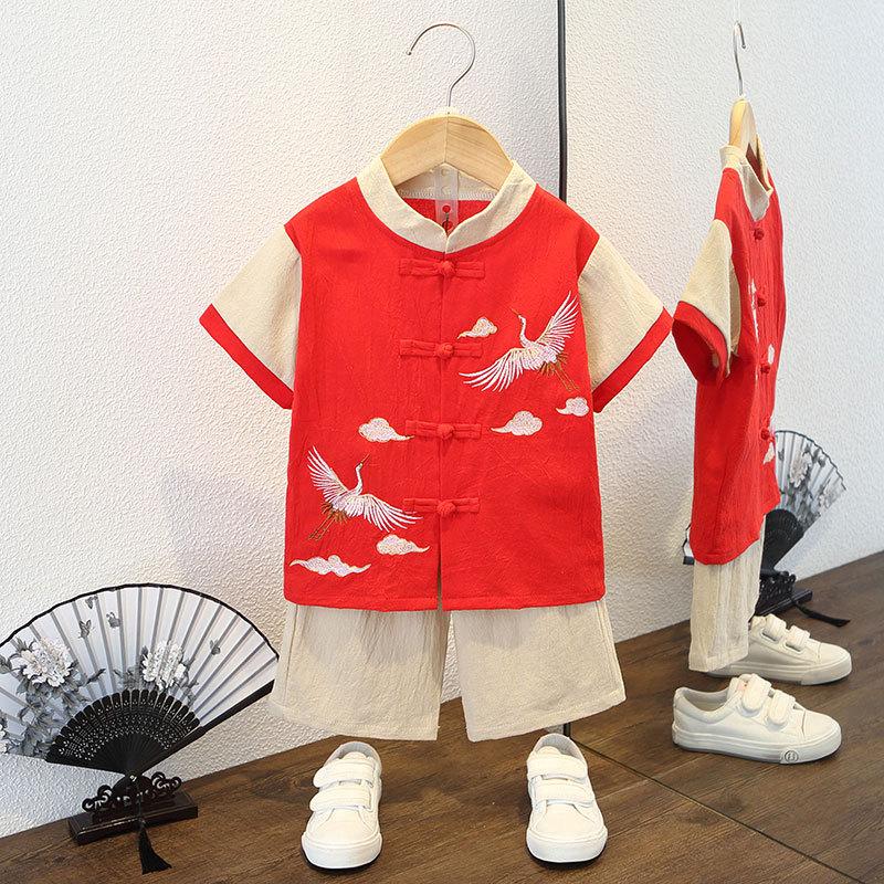 Kinder Lente Hanbok Tweedelig Pak Jongens Meisjes Chinese Stijl Oude Performance Kleding Tang Pak Ademend Performance Show Kleding Set