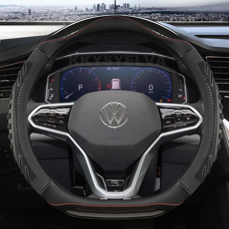 D Shape Car Steering Wheel Cover For VW Sharan Passat Caddy Touran Tiguan 2015-2021 Teramont Atlas T-Roc T-cross 2017-2021 2023