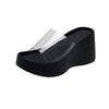 Fashion Women's Outdoor Slippers 2025 New Summer Slope Heel Beach Slippers Transparent Strap High Heel Thick Bottom Straight Sandals