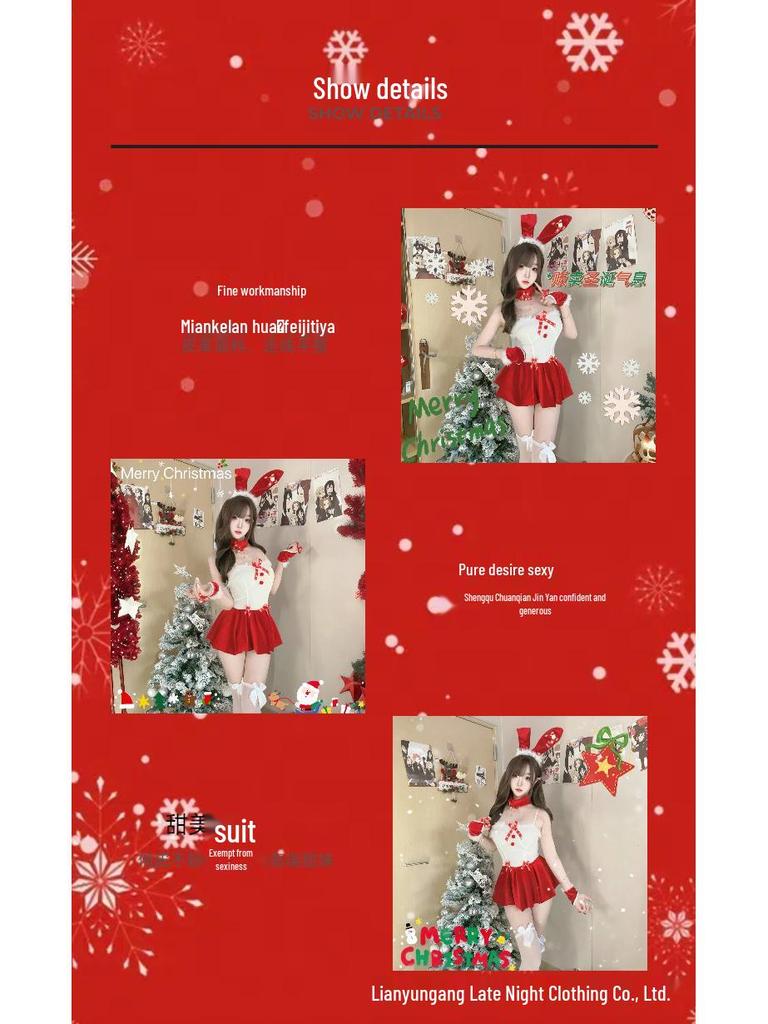 Festive Bunny Girl Lingerie Christmas Costume