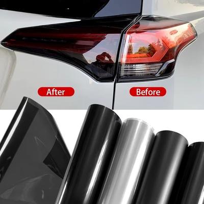 Light Smoke Headlight Film - Glossy TPU Taillight Wrap for Car Transparent Light Black Tint w/UV Protection & Scratch Resistance